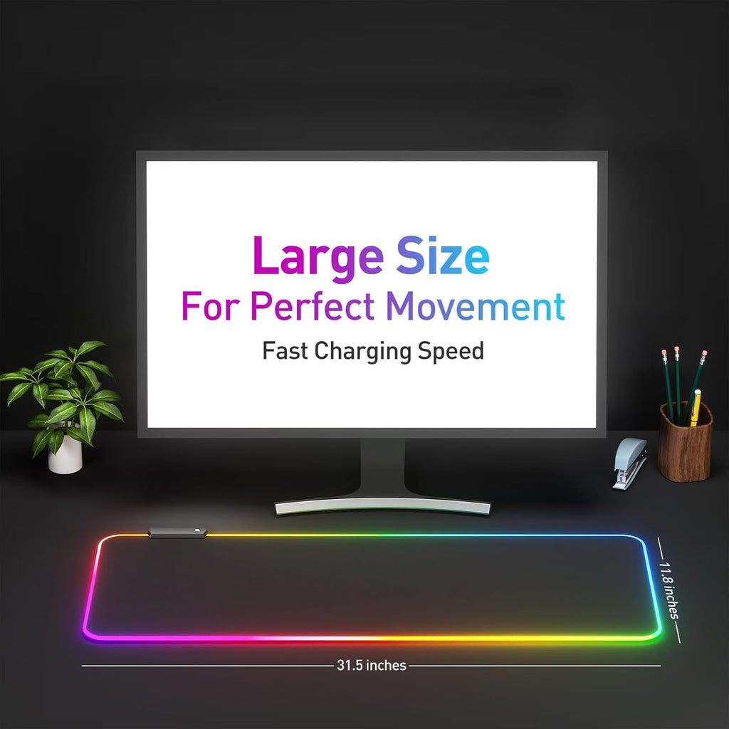 LED Mouse Pad, Large Mouse Pad, Black