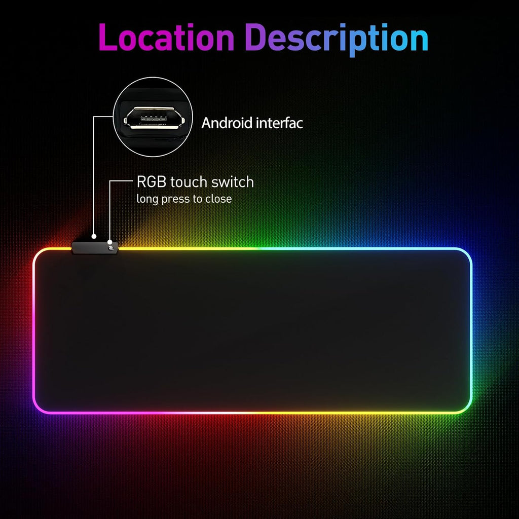 LED Mouse Pad, Large Mouse Pad, Black
